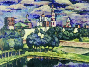  Mashkov Oil Painting - the novodevichy convent 1913 Ilya Mashkov cityscape city scenes